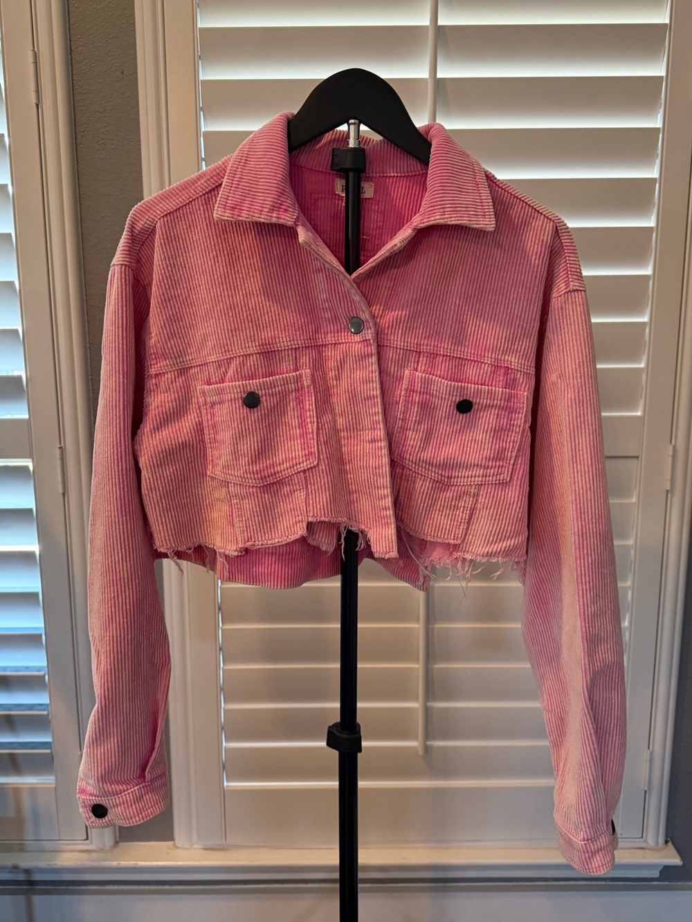 POL Cropped Pink Corduroy Jacket - Medium